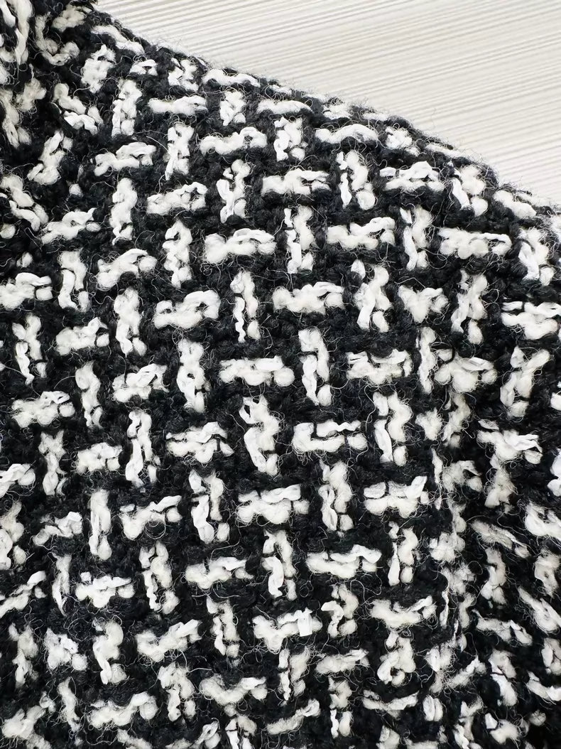 Chanel black and white houndstooth down jacket