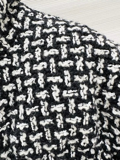 Chanel black and white houndstooth down jacket
