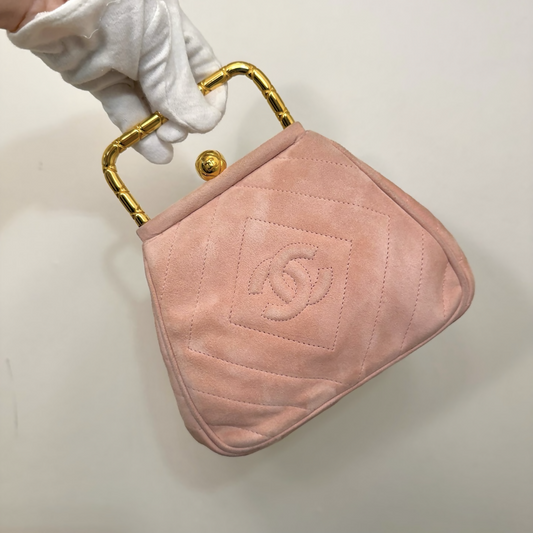 Chanel Vintage series 2 (1991-1994) Pink Suede Evening Clutch