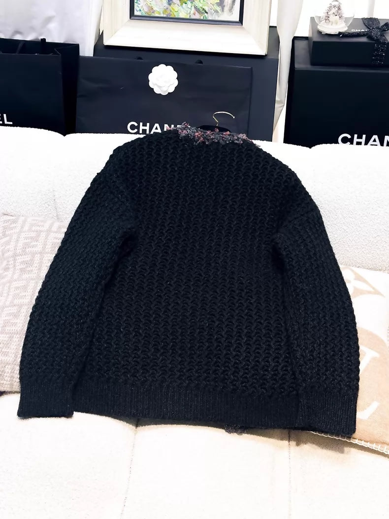 Chanel 22A black grey cardigan
