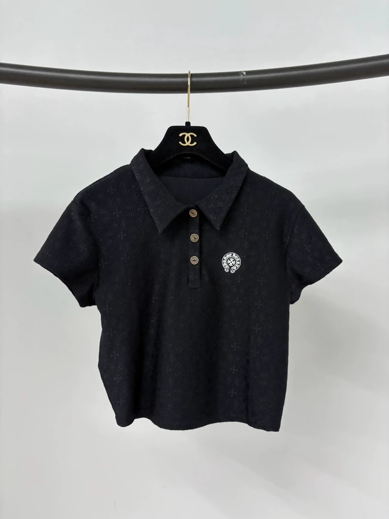 Chrome Hearts black short-sleeved polo shirt