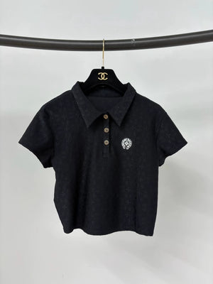 Chrome Hearts black short-sleeved polo shirt