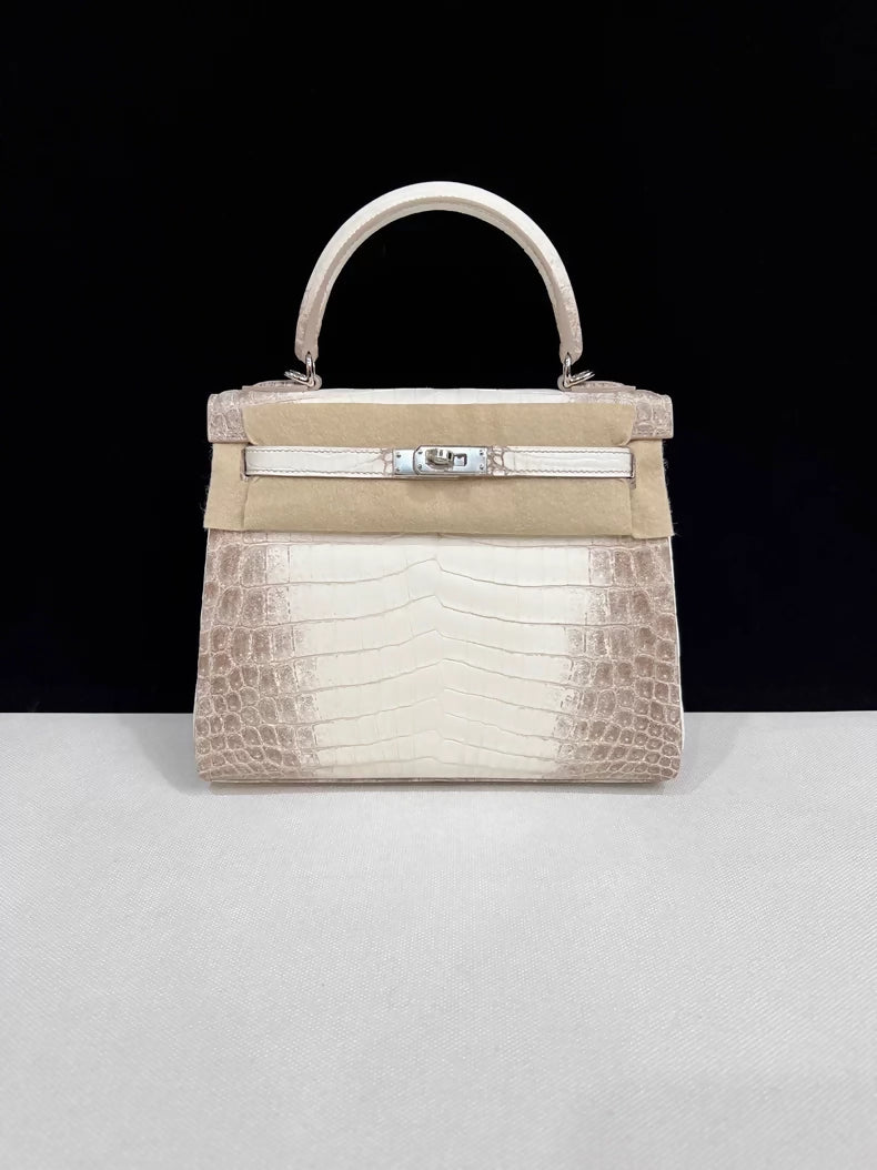 Hermes Kelly 25 Himalayan crocodile leather palladium hardware