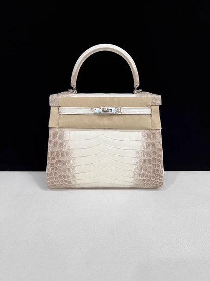 Hermes Kelly 25 Himalayan crocodile leather palladium hardware