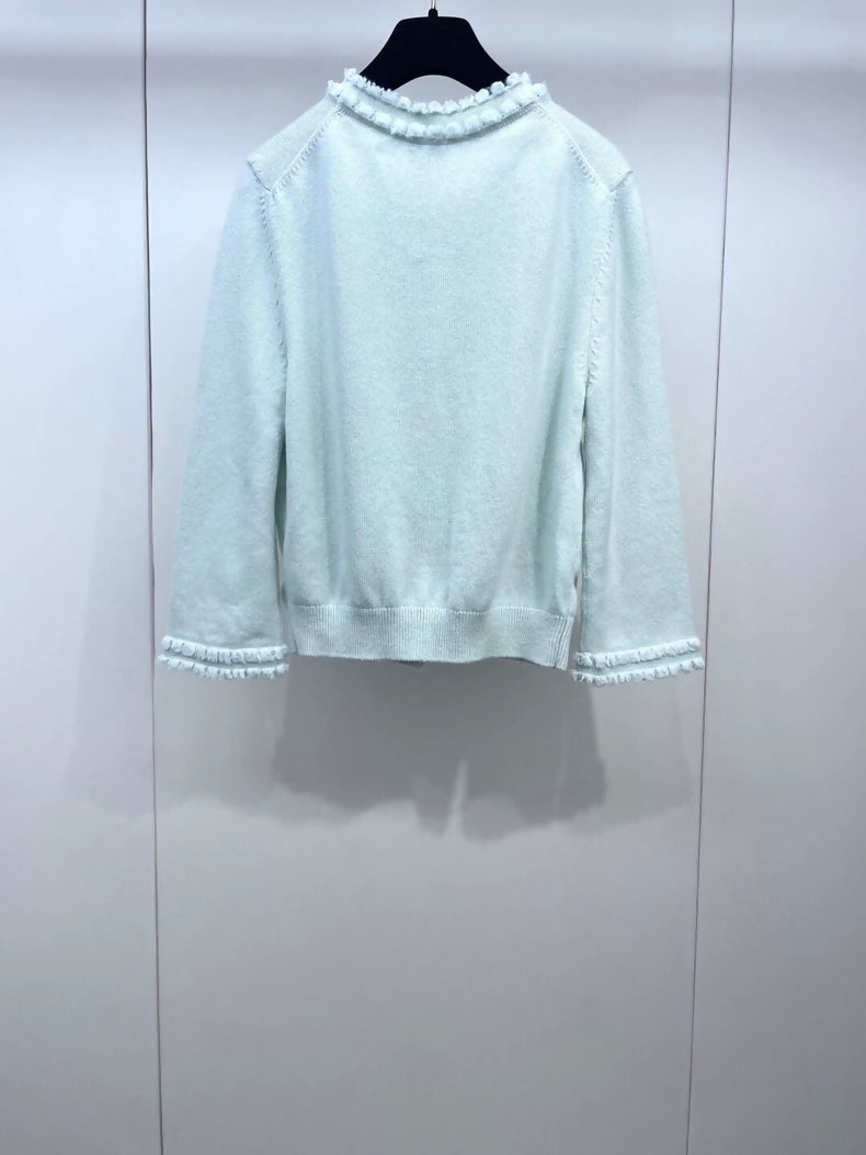 Chanel 25S mint green cardigan