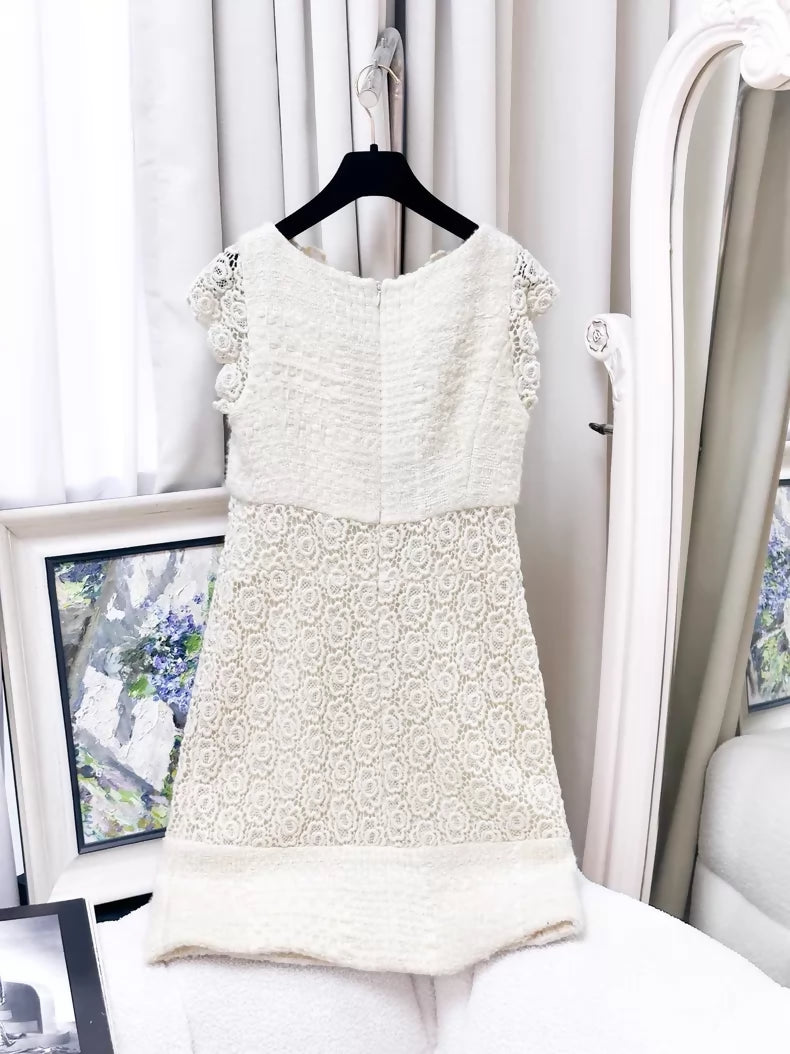 Chanel 15A off-white camellia dress