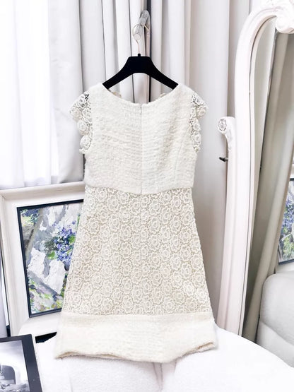 Chanel 15A off-white camellia dress