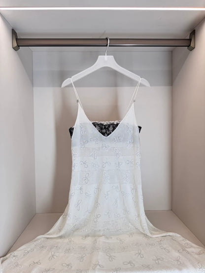 Chanel 24P White Lace Slip Dress