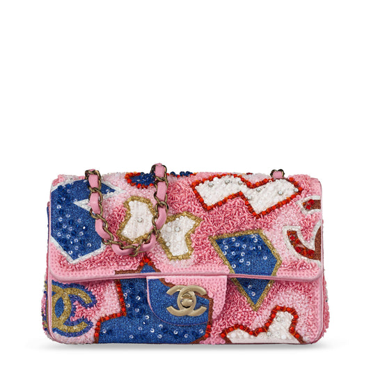 Chanel Classic Mini Rectangular Flap, Sequin and Glitter– Light Gold Hardware 2023