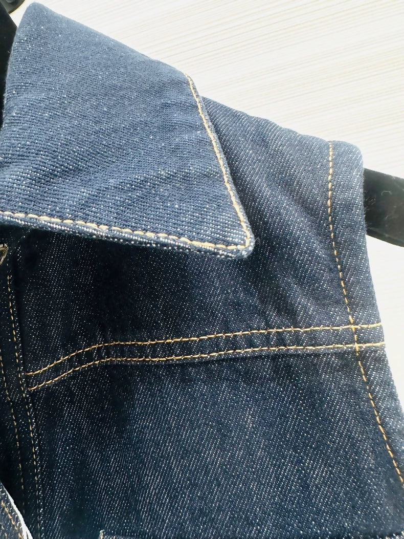 Chanel 25C maxi dress in blue denim with pockets