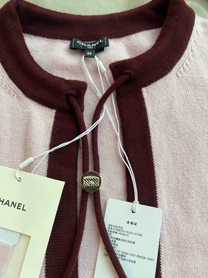 Chanel 25A  pink and burgundy cardigan
