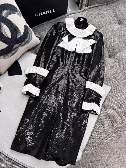 Chanel 2009 black sequined long-sleeved dress