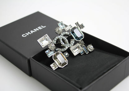 Chanel Vintage 05P Coloured Rhinestones Blue Brooch