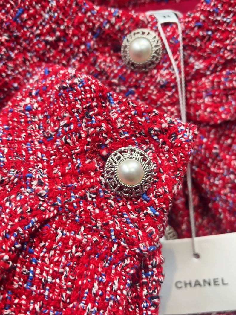 Chanel 19 red tweed jacket