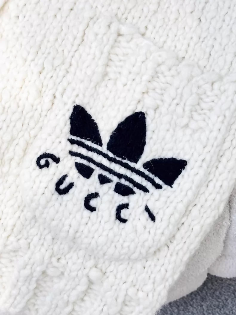 Gucci Adidas white/Black/yellow knit cardigan