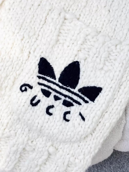 Gucci Adidas white/Black/yellow knit cardigan