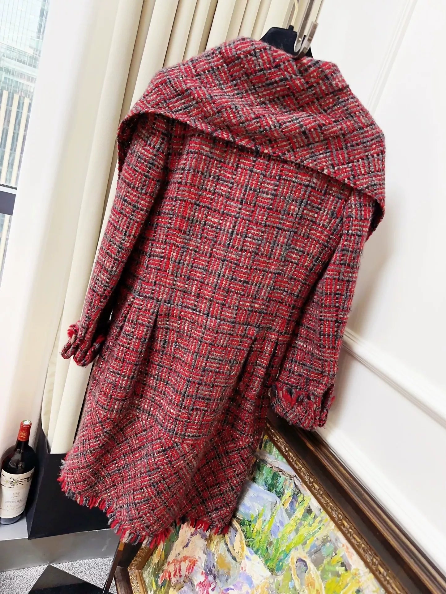 Chanel red tweed coat