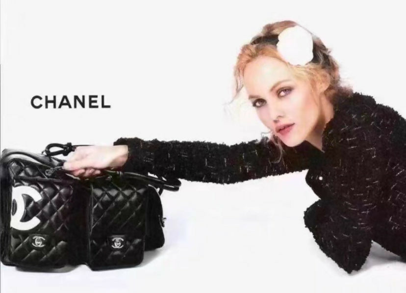 Chanel 2005 Small Cambon Reporter Black Lambskin Handbag SHW