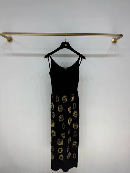 Chanel 21A black & gold cashmere dress
