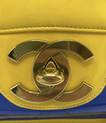 Chanel Ultra Rare 1995 Barbie Collection Yellow Blue Maxi PVC Vinyl Patent Flap Bag