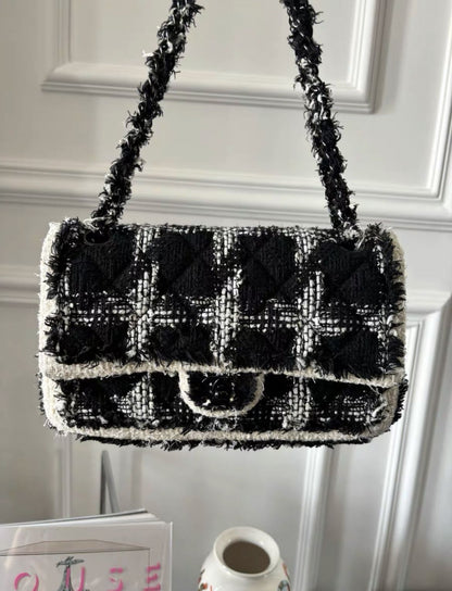 Chanel Houndstooth Wool Medium Flap Bag