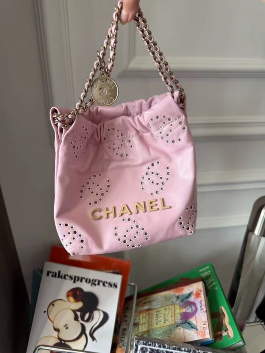 Chanel 25P  pink openwork mini 22 bag