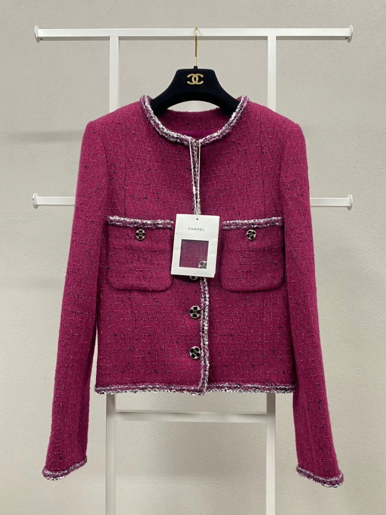 Chanel 22A Limited Edition Burgundy Tweed Jacket