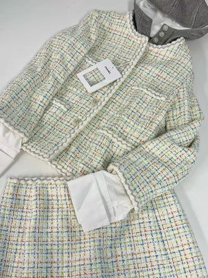 Chanel 25C light Mint tweed hooded Jacket