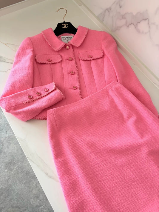 Chanel 97P Barbie Pink Suit jacket & skirt