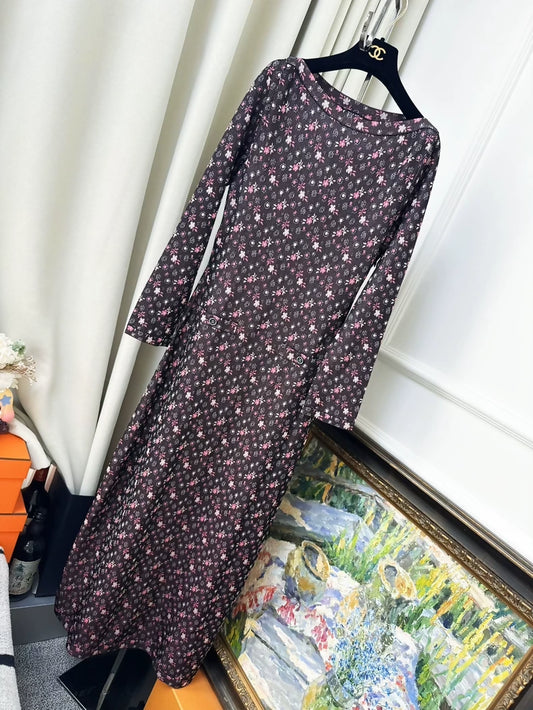 Chanel 24B Purple Floral Long Dress