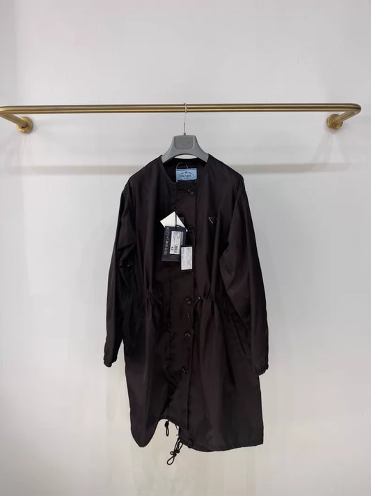Prada Spring/Summer 2026 Brown/Black Recycled Nylon Trench Coat