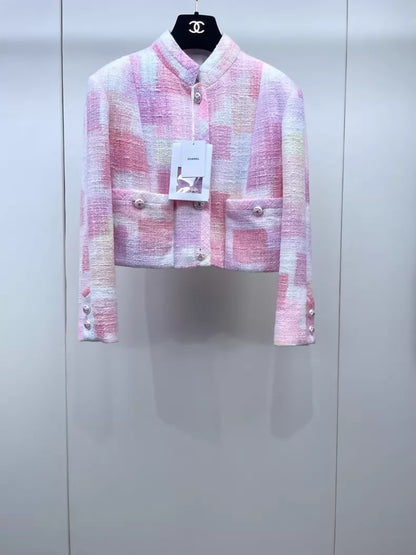 Chanel 23S pink Tweed Collar Jacket