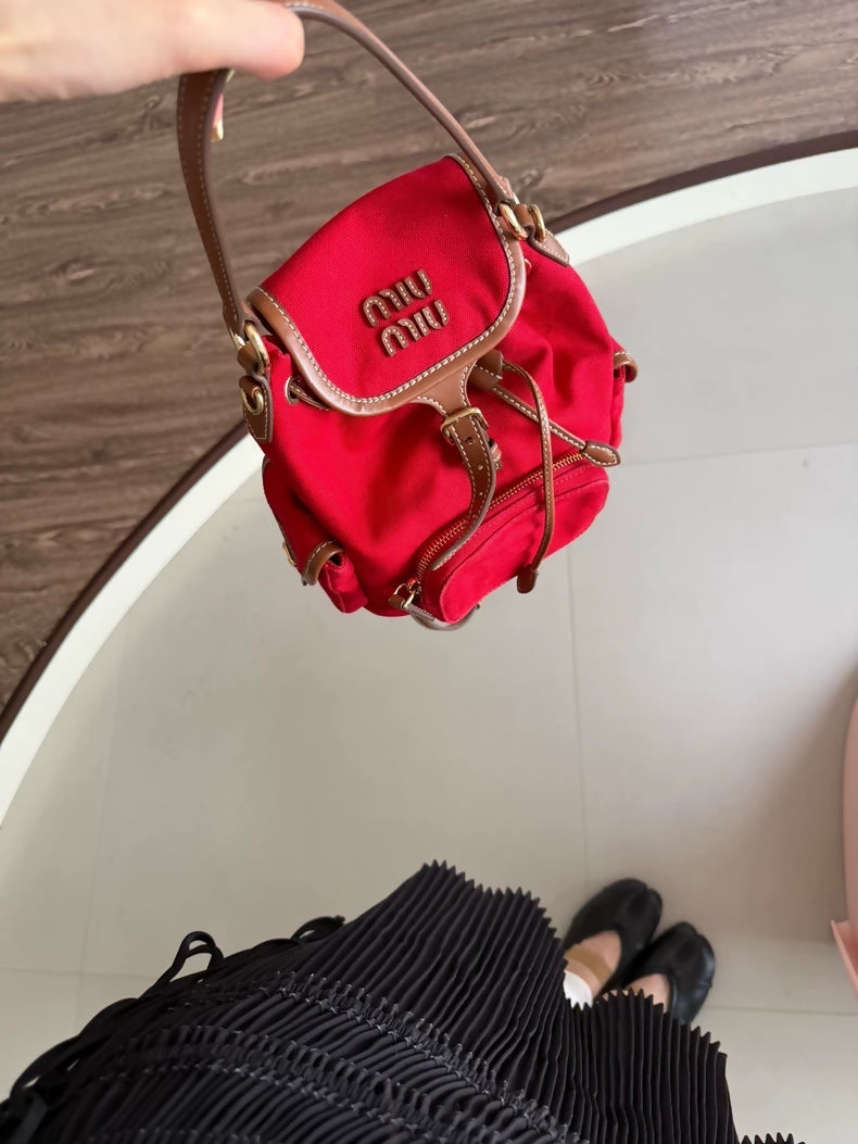 Miu Miu 25ss small backpack in red denim