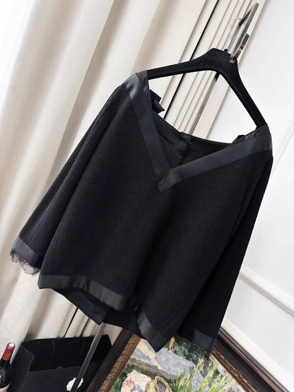 Chanel 2010 Black Satin Bow-Tweed jacket