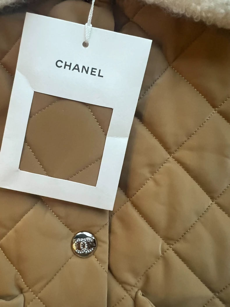 Chanel 24N ski collection beige shearling jacket
