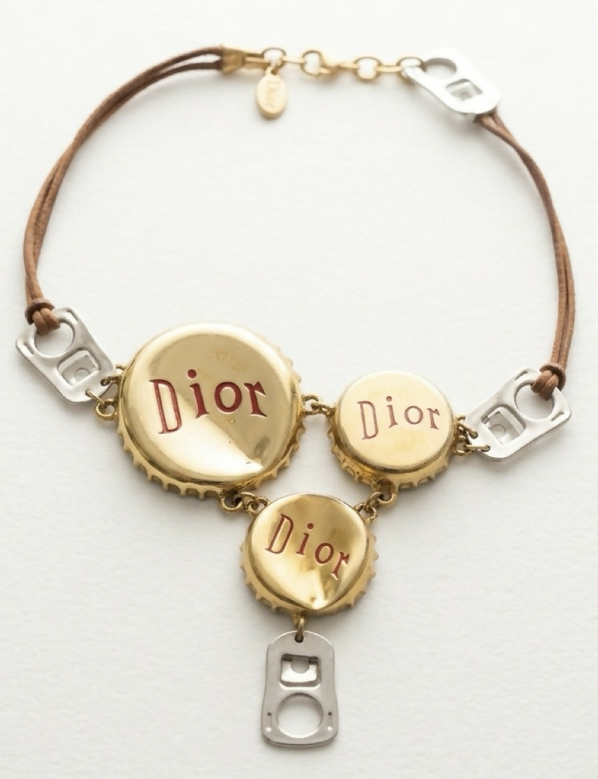 Christian Dior Bottle Cap Necklace & Matching Drop Earrings