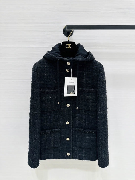 Chanel 25B  black hooded jacket