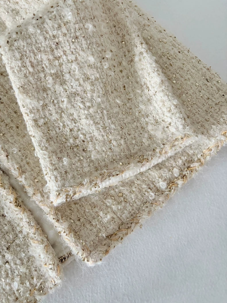 Chanel 19A white gold tweed jacket
