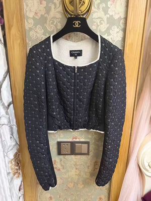 Chanel black logo embroidered jacket