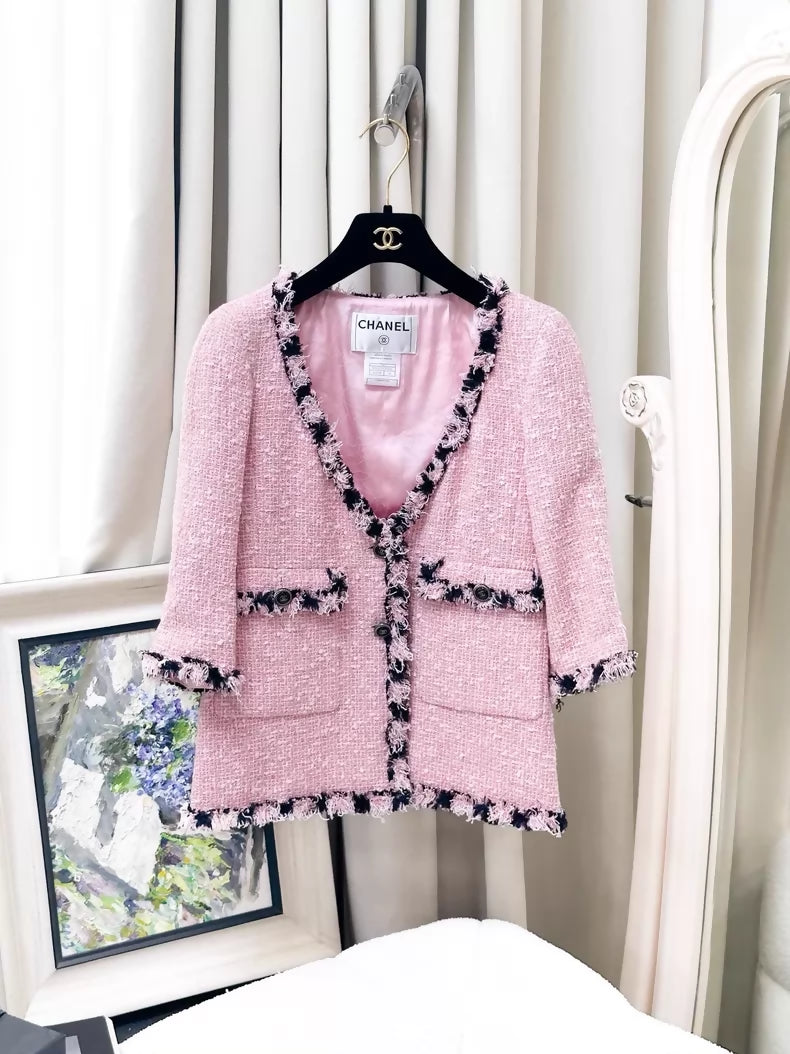Chanel 07P Pink Tweed dress and jacket set