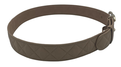 Chanel 14C Beige Lambskin Quilted Belt Gold CC Buckle Size 85/34