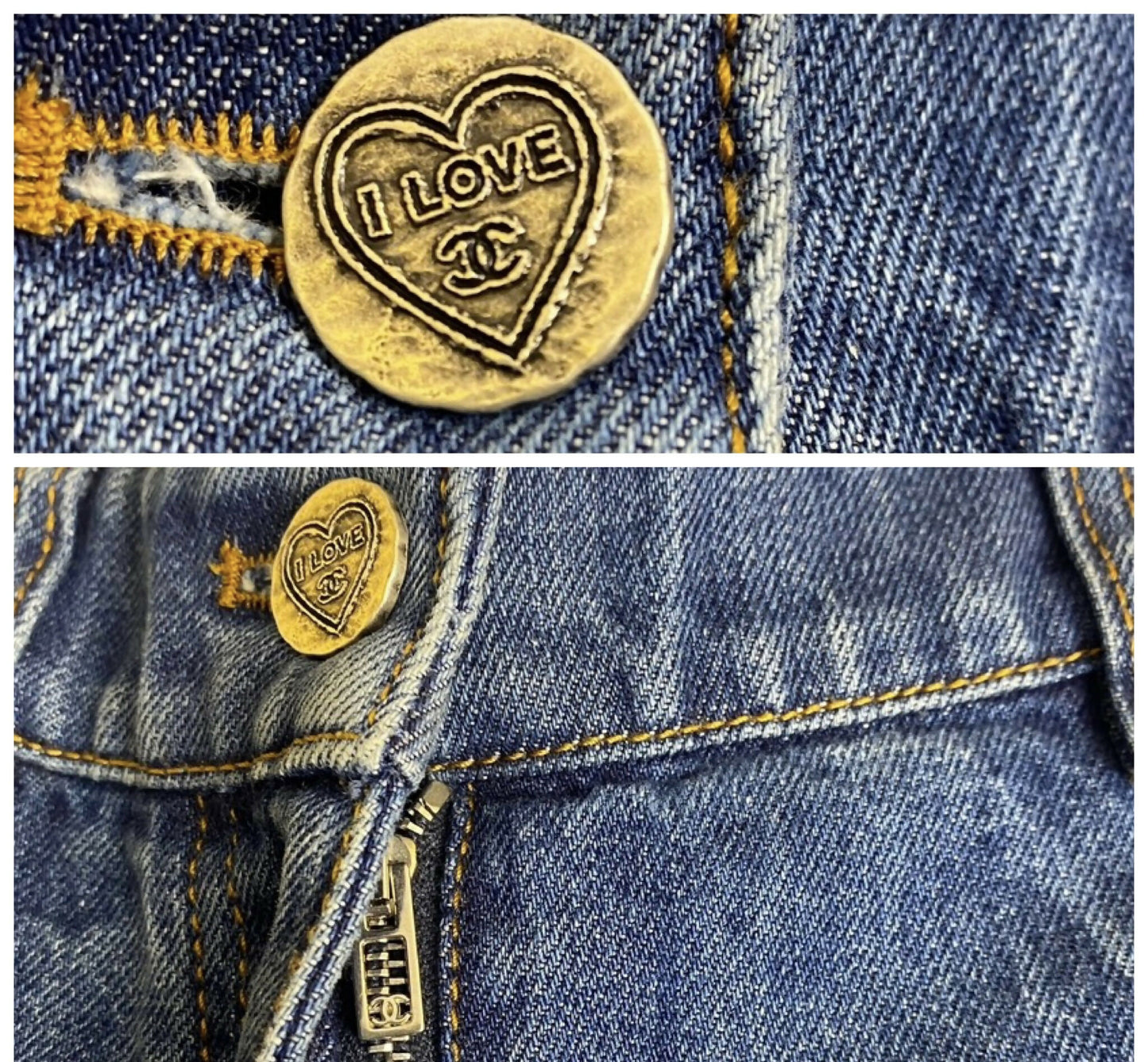 Chanel 19P Sand By The Sea Wide Leg Blue Jeans FR 36