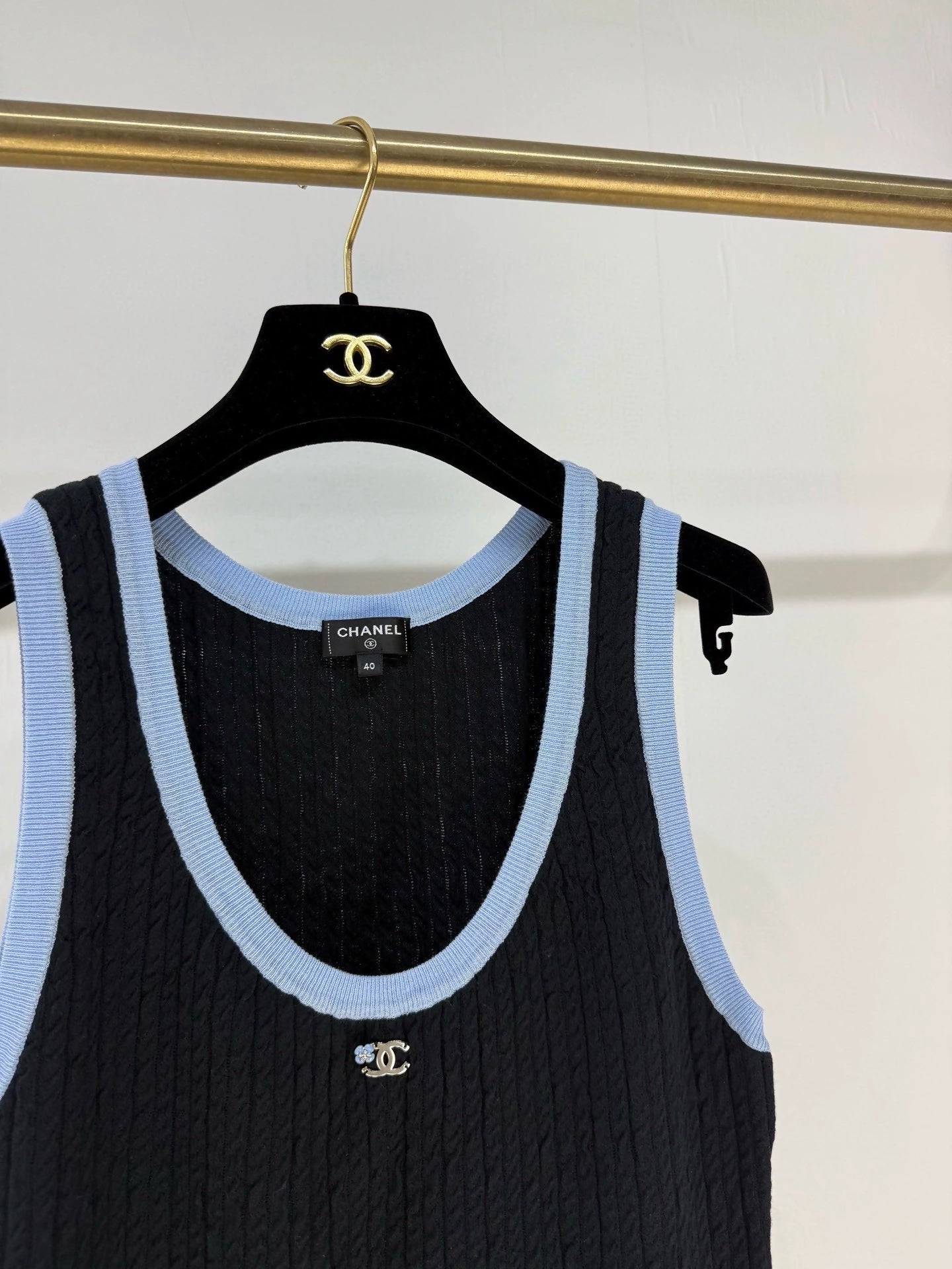 Chanel 24B blue and black knitted dress