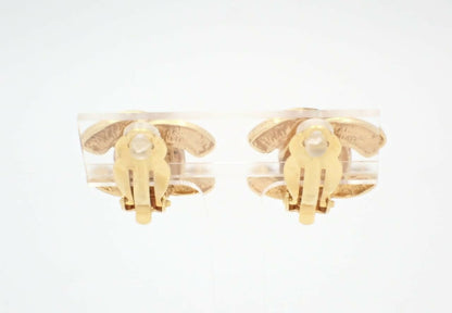 Chanel Vintage 80-90 Gold Plated Quilted Matelassé Coco Mark Clip-on Earrings