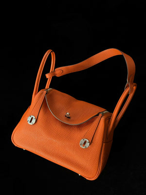 Hermès Lindy 26 Orange H Clemence/Evercolor with Palladium Hardware