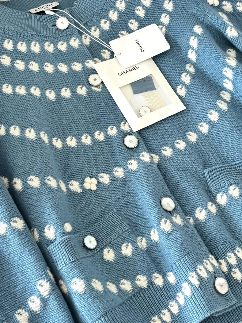 Chanel 25P Blue Pearl Cardigan