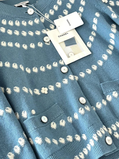 Chanel 25P Blue Pearl Cardigan