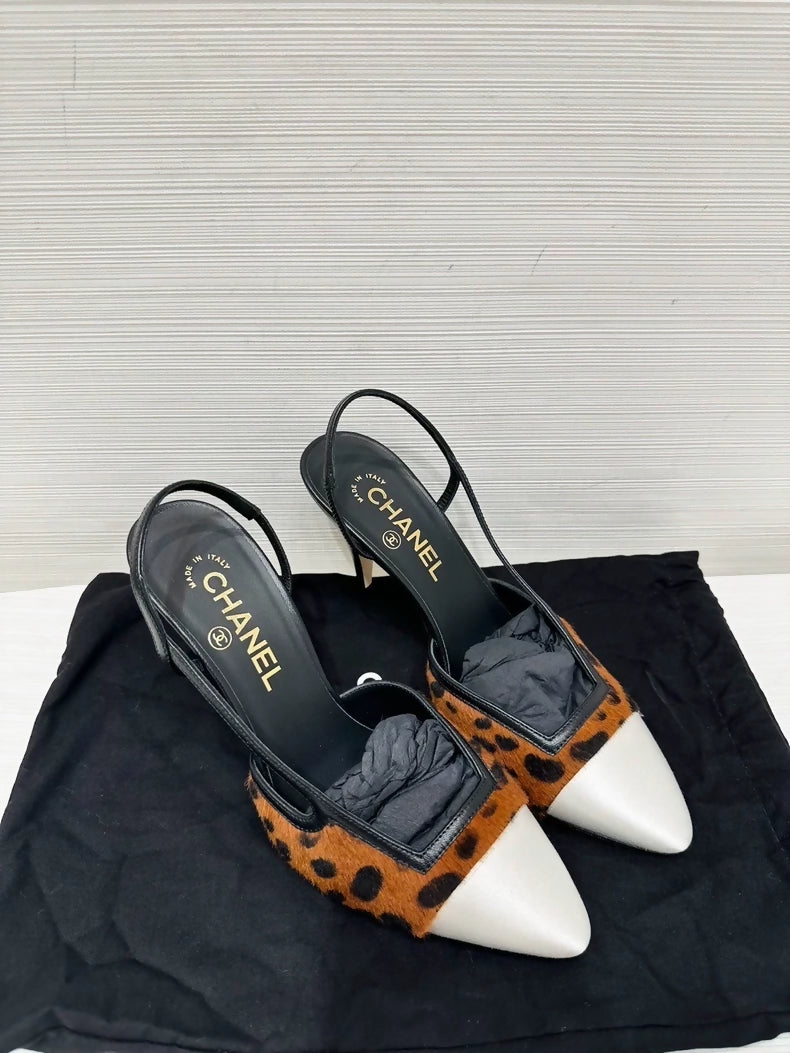Chanel 26a leopard print 7cm heels, size 37.5,