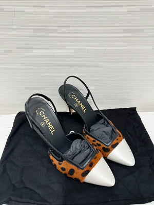 Chanel 26a leopard print 7cm heels, size 37.5,