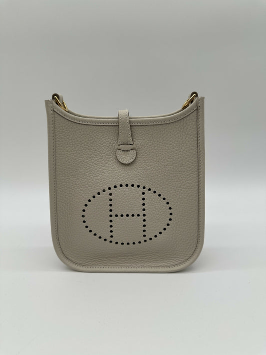 Hermes Mini Evelyne Clemence Craie GHW Stamp K 2025